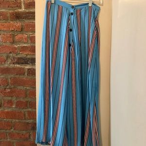 Blue, White, Red, silk midi skirt *With Pockets*